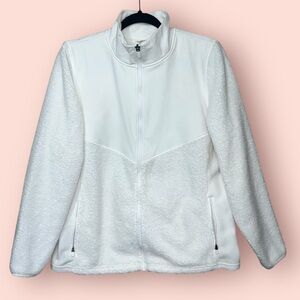 Xersion Fleece Sherpa Zip Up Jacket White Size Small